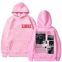 Gangsterinio filmo „Scarface“ grafinis spaudas Spausdintas Tony Montana Pacino Hoodie Madingas Trendi Dėvėtas Dydžio Grynos Medvilnės Hoodie 3XL pink