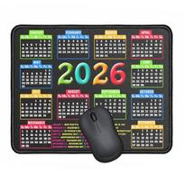 2026 Calendar Mouse Pad with Rectangle Waterproof Base Stitched Edge Non-slip Rubber Home Office Gaming Small gray