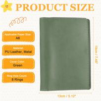 A5 A6 PU Leather Binder Protector 6 Ring Loose Leaf Notebook Protector Round Ring Binder Folder Cover Refillable Notebook Office orange