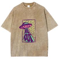Šaunus ateivių erdvėlaivis UFO marškinėliai Unisex marškinėliai Viršus trumpomis rankovėmis Medvilniniai gatvės drabužiai Harajuku Grafiniai medvilniniai marškinėliai S beige