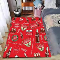 Retro Red Coca-Cola Themed Carpet with Bottle Pattern Home Decor Suitable for use as an anti-slip for living room bedroom sofas 100x120cm( 39x47in ) red