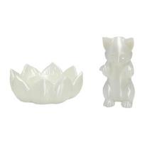 Yousheng 3D Printed Cat Lotus Candle Holder, Pearl White Durable Smooth Texture Ornament, Light Luxury Style Home Decor balta