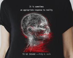 Sci-Fi T-Shirt and kids shirt: Philip K. Dick Quote, Gothic Horror Tee, Ubik XL gray