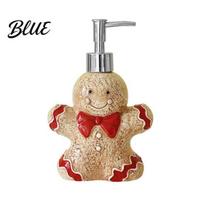 Kitchen Soap Dispenser Christmas Ceramic Dispenser Gingerbread Man House Bear Liquid Hand Shower Gel Container Refillable Lotion Bottle for Bathroom A beige