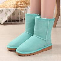 Aukščiausios kokybės žiemos sniego batai vyrams ir moterims su jaukia sintetinio kailio pamušalu ir tvirtu karvės odos viršumi 46≈Foot Length28cm/11.02in žalia