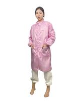 Antistatinis laboratorinis chalatas su užtrauktuku ir stovinčia apykakle - Atsparus dulkėms ir dryžuotas elektronikos darbo vietoms XXL; Pink stand-up collar robe pink