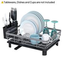 Kitchen Dish Drying Rack,Dish Drainer Whth Drainboard,Duty Countertop Utensil Organizer Kitchen Accessorier,Dish Storagerack. gray