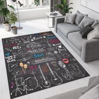 Gitara kilimas svetainės dekoravimui Didelis plotas Patogus Atsparus nešvarumams Neslystantis kilimas Flanelinis miegamojo grindų kilimėlis 40x60CM gray
