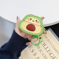Cute Avocado Cartoon Silicone Case For Airpods 2 3 4 Pro2 Pro3 Earphone Cover Finger Ring Strap For Airpods 2 žalia