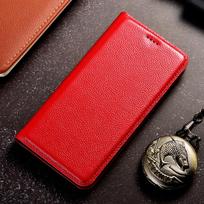 Genuine Leather Case for IPhone 14 13 12 11 Pro Max 13 12 Mini 6 6s 7 8 Plus X XR XS Max SE Litchi Pattern Flip Cover Cases iPhone 15 Pro raudona