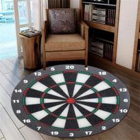 Water and Fire Dart Pattern Non-Slip Area Rug, Round Rug Floor Mats Carpets for Bedroom Living Room Decorative,Children Play Rug 60cmx60cm black