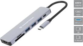 No Name Conceptronic DONN19G 7-in-1 USB 3.2 Gen 1 Docking Station, HDMI, USB-A 3.0 x 3, SD, TF/MicroSD, 100W USB PD