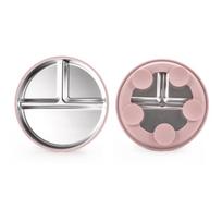 Nerūdijančio plieno padalinta vaikiška lėkštė su silikoniniu siurbtuku ir neslystančia šilumos izoliacija Children's Stainless Steel Tableware gray