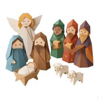 Pasidaryk pats popierinė prakartėlės amatų rinkinys, Kalėdų papuošalas, kolekcinis daiktas, namų dekoras beige