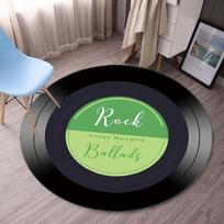 Vinilo plokštelė Roko baladės Apvalus kilimėlis Muzikos temos dekoras Miegamojo studijos grindų kilimėlis Juodas žalias etiketės stilius Minkštas neslystantis kilimėlis 60cm x 60cm black