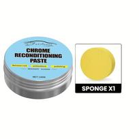 Chrome Restoration Paste for Cars, Wheels, Door Handles, Windows, Metal Polishing, And Includes a Sponge for External Maintenanc yellow