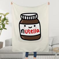 Funny Chocolate N-NutellaS-ES Blanket Throw Super Cosy Plush Living Room Sofa Couch Childish Birthday Gifts Size: 75*100cm, Weight: 230 GSM black