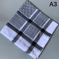 Muslim Men Plaid Print Headscarf Arab Dubai Turban Neck Wrap Arabic white