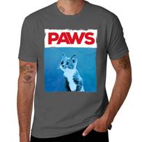 Paws cat and mouse parody movie poster jaws T-Shirt Holiday Party T-Shirt for Unisex XL blue
