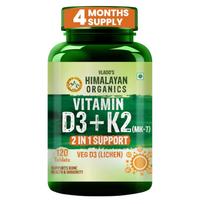 Vlado’s Himalayan Organics Vitamin D3 K2 Supplement I 100% Veg D3 - Lichen Sourced -600 IU Vitamin D3 + 55 mcg K2 (MK7) - Stronger Bones, Immuni