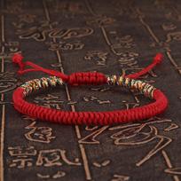 Tibetan Buddhist Bracelet Unisex Handmade Braided King Kong Knot Colorful String Bracelets for Women Men Lovers Lucky Jewelry raudona