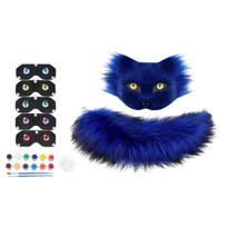 Theme Party Photography Props DIY Therian Masque Kit, Plush Furry Fox/Cat Animals with Animal Cosplay Costume Set Eye Mesh, Tail for Christmas pilka