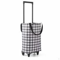 Foldable Shopping Cart with Wheels for Groceries, Stair Climbing, and Heavy Duty Use Black Plaid Grey Plaid