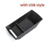 for Citroen C5 X 2021-2023 Center Console Armrest Storage Box With USB Car Tray Organizer Accessories Tidying black