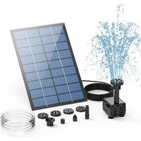 2.5W Solar Water Pump Fountain,with 6Nozzles and 4ft Water Pipe,Solar Powered Pump for Bird Bath,Pond,Garden Solar Fountain Pump A-2.5W gray