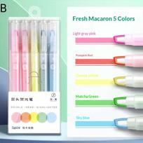5Pcs Clear View Highlighter Pens Double Head Soft Light Colors Visible Tip For Precise Marking For Students, School And Office B white