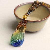 Chinese Style Three Colours Guanyin Buddha Necklace Pendant Exquisite Mascot Sweater Chain Fashion Jewelry Holiday Gift A18 beige