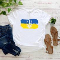 Ukrainos marškinėliai su Ukrainos vėliava, moteriški marškinėliai, Ukrainos trišakis, moteriški drabužiai, trumpomis rankovėmis, gatvės apranga, viršutiniai marškinėliai XXXL balta