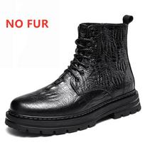 Madingi žiemos karvės odos storapadžiai vyriški kaubojiški ankle boots dizainerio prabangūs laisvalaikio apvalus priekis užtrauktukas verslo formalūs aukšti vyriški batai 36 black