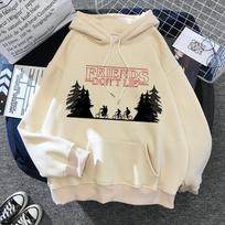 Stranger Things spausdintas džemperis su gobtuvu Pavasaris Ruduo Vyriškas Moteriškas Ilgomis Rankovėmis Gobtuvu Laisvalaikio Šiltas Sportinis Džemperis S black