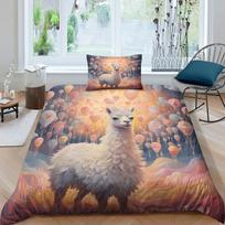 Alpaca 3D Printed Cloud Animal Duvet Cover Queen Size Cotton Comforter Bedding Set 3 Pcs With Pillowcases For Kids And Adults EU Single(135*200cm)3pcs gray