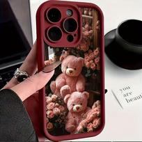 Rose Bear iPhone 13/14/15/16/17 Pro Max Case - Fun and Stylish iPhone 13 brown