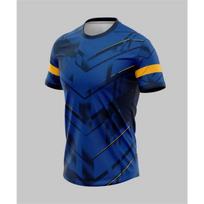 Sportiniai futbolo marškinėliai Lauko bėgimo fitneso T-shirt spausdinimas Vasarinis greitai džiūstantis vyriškas T-shirt drabužis Tee M blue
