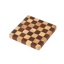 Checkerboard Wooden Slice Cup Mat Coaster Tea Coffee Mug Drinks Holder for DIY Tableware Decor Durable Pad Home Coaster (as the picture,10cmX10cmX1.3cm&Rectangular) brown