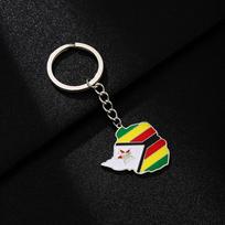 Zimbabwe Flag Map Keychain: Ethnic Style Stainless Steel Accessory for Men and Women black