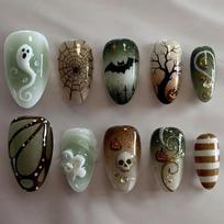 Pieces Cute 3d Funny Ghost Press On Nails Halloween Fake Nails 1pc gray
