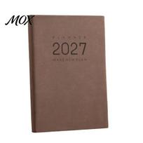 Professional Office Record Book 2027 Daily Monthly Planner Agenda, Vintage Sheepskin Texture Cover, Thick Paper Journal Notebook for Business A5 tamsiai ruda spalva