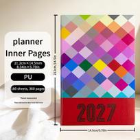 Premium English Daily Planner - One Page Per Day Time Management Record Book black