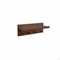Sieninė drabužių kabykla su lentyna, masyvmedžio, prieškambario kabliukai, montavimas gręžiant 40CM_Walnut brown