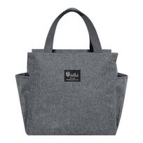 Double Pocket Insulated Lunch Box Bag for Students & Office Workers - Waterproof Bento Bag gray
