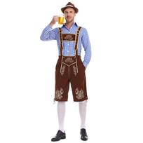 Vyriškas Miuncheno Oktoberfest kostiumas: Vokiškas marškinėlis, kombinezonas ir kepurė trijų dalių rinkinys Medium brown
