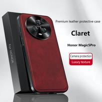 Dėklas Honor Magic 5 ir Magic 5 Pro telefonams, magnetinis, elegantiškos odos, atsparus dėvėjimuisi, visiškai dengiantis lęšį, neslystantis kraštų uždengimo apvalkalas black