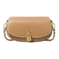 Michael Kors MK Mila Signature Užraktas Baltos Siūlės Akcentas Odinė Rankinė per Petį Mažos Moteriškos Rankinės Smėlio spalvos 30T4GIMM1L-222 Basic Set (Bag+Dust Bag) beige