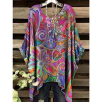 Tunika su vaivorykštės dryžiais T marškinėliai Moteriški T marškinėliai Universalūs Laisvo kirpimo Kasdieniniai Bohemiški drabužiai Moteriškas viršus 5XL black