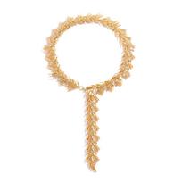 ZAA Metal Leaf Tassel Necklace For Woman ,Bohemia Elegant Celebration Jewelry,Summer Vacation Festival Wedding  Accessories brown