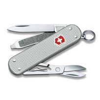 Victorinox Classic SD ALOX Swiss Army Knife, 5-Function Lightweight Compact Multi-Tool with Nail File, Small, Silver, Aluminum gray